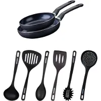 Fackelmann Ensemble de 2 poêles de 20 et 24 cm et 6 ustensiles Brandao