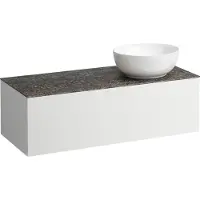 Laufen Il Bagno Alessi Élément à tiroirs, 1 trou pour robinet, plaque de pierre Marrone Naturale, découpe à droite, 120x50x37cm, pour vasque de toilette H81897 5, H4323170979901