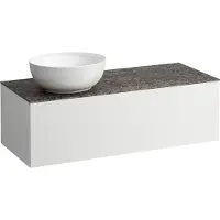 Laufen Il Bagno Alessi Élément à tiroirs, 1 trou pour robinet, plaque de pierre Marrone Naturale, découpe à gauche, 120x50x37cm, pour vasque de toilette H81897 5, H4323160979991