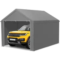 TRMLBE Carport 3x4 m Tente garage avec parois latérales amovibles Grande tente garage Tente de stockage Protection UV Résistant au vent Résistant à l'hiver Tente voiture Abri, Gris