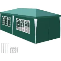 Izrielar Pavillon Tente de réception avec parois latérales, porte à fermeture éclair & fenêtres, protégée contre les UV, 3x6m vert