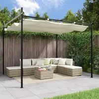 vidaXL Meubles design Pergola avec toit coulissant Crème 295x292x230 cm,Pavillons & Tentes de réception - 2025 Nouveau8232