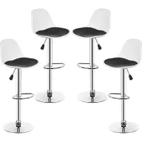 Supfine lot de 4 tabourets de bar Chaise de bar en similicuir réglable en hauteur pivotant noir et blanc
