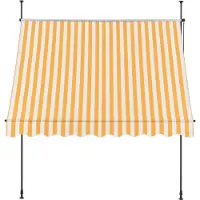 In And OutdoorMatch Store à pince Roxy - Store extensible - jaune et blanc - 250 x 120 cm - acier et tissu - hydrofuge - protection UV