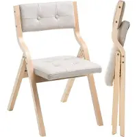 Vevor Chaises pliantes en bois avec coussin rembourré et structure en bois beige, lot de 2