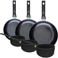 Fackelmann Ensemble de 3 poêles de 24, 28 et 30 cm et 3 casseroles 16, 18 et 20 cm Brandao