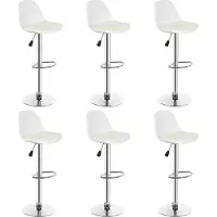 Supfine lot de 6 tabourets de bar Chaise de bar en similicuir réglable en hauteur pivotant blanc