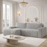 Dekori.Interiors Canapé d'angle MILO LARGE avec fonction couchage et coffre de rangement, angle gauche - TILIA 86