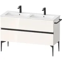 Duravit Sivida Meuble sous-lavabo, 2 tiroirs, poignée noire diamantée mate, 1280x477x591mm, pour ME by Starck, SV46470BD220000