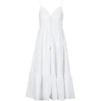 Michael Kors pour femme. MS683DHKLZ Robe midi en popeline de coton blanche (XS), Casuel, Sans manches / bretelles