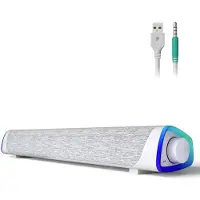 OEM Ensemble d'enceintes d'ordinateur - Barre de son USB-Bluetooth - Avec boutons et voyants LED - Pour ordinateurs de bureau et portables - Blanc