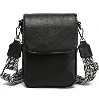 OEM Sac bandoulière noir avec protection RFID - large bandoulière - fonction portefeuille - en cuir vegan - grand sac à bandoulière pour femmes