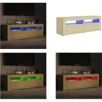 vidaXL Armoire TV avec lampes LED Chêne Sonoma 120x35x40 cm - Armoire TV - Armoire TV Avec LED - Meuble TV