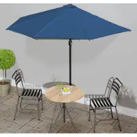 Prolenta Maison Exclusive - Parasol de balcon à mât en aluminium bleu 300 x 155 x 223 cm, demi-rond