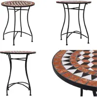 vidaXL Table de bistrot en céramique mosaïque marron 60 cm - Table - Tables - Table mosaïque - Tables mosaïque