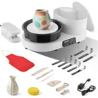 Vevor Tour de potier électrique 450 W, plateau tournant de 28 cm, pédale de vitesse réglable de 30 à 300 tr/min et boîte à outils, idéal pour les débutants en poterie DIY, blanc