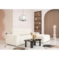 Miuform Lulu Canapé d'angle avec fonction lit et coffre de lit L-FORME DROITE- 236 x 184 cm - Beige - Canapé Canapé-lit Canapé modulaire