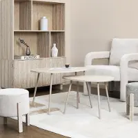 Home Deco Factory Lot de 2 Tables Gigognes - - Galet Terra Nova - Élégantes - Modulables - Blanc et Beige