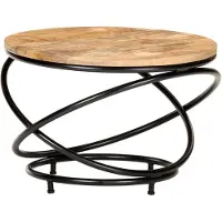 Syfax Table basse Noir 60x60x40 cm Bois massif de manguier brut
