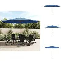 vidaXL Parasol avec mât en bois, bleu azur, 400 x 273 cm - Parasols et protections solaires