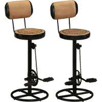 Prolenta Maison Exclusive - Tabourets de bar avec imprimé sur toile, lot de 2, marron et noir, en cuir de chèvre