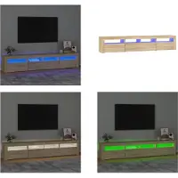 vidaXL Armoire TV avec lampes LED Chêne Sonoma 210x35x40 cm - Armoire TV - Panneaux TV - Armoire média