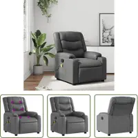 The Living Store Fauteuil de massage Gris Similicuir