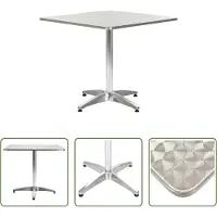 The Living Store Table de jardin , couleur argent, 80 x 80 x 70 cm, en aluminium