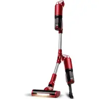 TurboTronic aspirateur sans fil - CV11 - aspirateur 2en1 balai et à main, 120 W, puissance d’aspiration 11 kPa, filtre HEPA, technologie cyclonique, brosse LED Rouge
