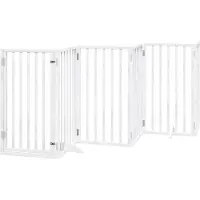 Syfax Porte pour chien pliable à 6 panneaux, blanche, 300 cm, bois de peuplier