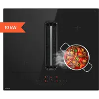 Klarstein AirJet Basic Table à induction avec Hotte intégrée - 10 kW, 600 m³/h, CEE A+, 52 dB, 9 vitesses,tactile, Filtre aluminium, Noir