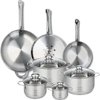 Elo Ensemble de 3 Poêles de cuisson 24, 28 et 32 cm et 4 faitouts 12, 16, 20 et 24 cm Profi Brillant