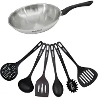 Fackelmann Set poêle 28 cm en inox et 6 ustensiles Geneva