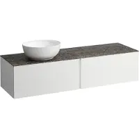 Laufen Il Bagno Alessi Élément à tiroirs, 1 trou pour robinet, plaque de pierre Marrone Naturale, découpe à gauche, 160x50x37cm, pour vasque de toilette H81897 5, H4323550979901