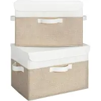 OEM Boîtes de rangement pliables en tissu blanc avec couvercles - lot de 2 - housses à vêtements