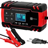 OEM Chargeur de batterie 12 V/24 V - Chargeur de batterie compact avec écran LCD et plusieurs fonctions de sécurité - Convient aux voitures, motos, camions et tondeuses à gazon