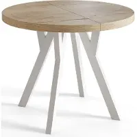 Alpi Möbel AlpiMeble Table a Manger Extensible - Table Ronde Extensible - Table de Salle à Manger Moderne - Plateau Stratifié 36 mm - Pieds Solides- 90 cm - Blanc - Collection Ovo