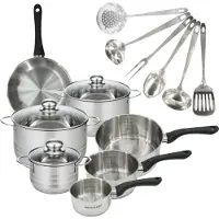 Fackelmann Batterie de cuisine 1 poêle 20 cm, 3 casseroles 12/16/20 cm, 3 faitouts 16/20/24 cm, 6 ustensiles Geneva