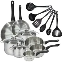 Fackelmann Batterie de 2 poêles 20/28 cm, 3 casseroles 12/16/20 cm, 3 faitouts 16/20/24 cm, 6 ustensiles Geneva