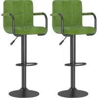 Syfax Tabourets de bar lot de 2 vert clair velours