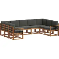 vidaXL Ensemble de canapés d'extérieur avec coussins 9 pièces Nature et Anthracite
