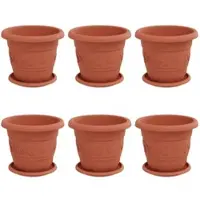 vidaXL Pots de plantes 6 pcs Rouge brique Ø 26 x 21.5 cm Plastique