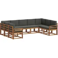 vidaXL Ensemble de salon de jardin 9 pièces, couleurs : naturel et anthracite