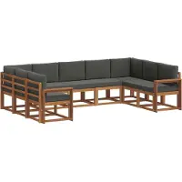 vidaXL Ensemble de salon de jardin 9 pièces, couleurs : naturel et anthracite