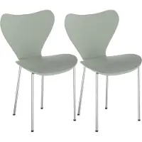 Supfine Lot de 2 chaises de salle à manger, chaises de cuisine empilables, chaises de salon avec dossier, en PP vert