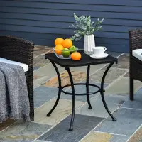 SUGIFT Table de jardin en métal résistante aux intempéries, design en maille, table d'appoint, table de balcon ou de terrasse, carrée, noire | 45 x 45 x 50 cm | 30 kg | revêtement par poudrage
