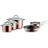 MÄSER Set de casseroles Poêle Couvercle en verre Batterie de cuisine en acier inoxydable Asterion 8 pièces