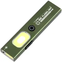 Zelurxx Lampe de travail magnétique à LED ultra-puissante , lampe de poche d'extérieur, 600 lm, recharge rapide par USB, IP44, aluminium, vert militaire