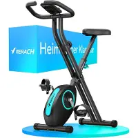 Merach Vélo d'appartement magnétique pliable, , 16 niveaux, Écran LCD, Support tablette, Design Compact, Hauteur Réglable