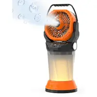 Zimilo Ventilateur 15 000 mAh avec brumisateur, poignée, réservoir d'eau de 2 000 ml, 4 vitesses, oscillation à 90°, veilleuse RGB, orange